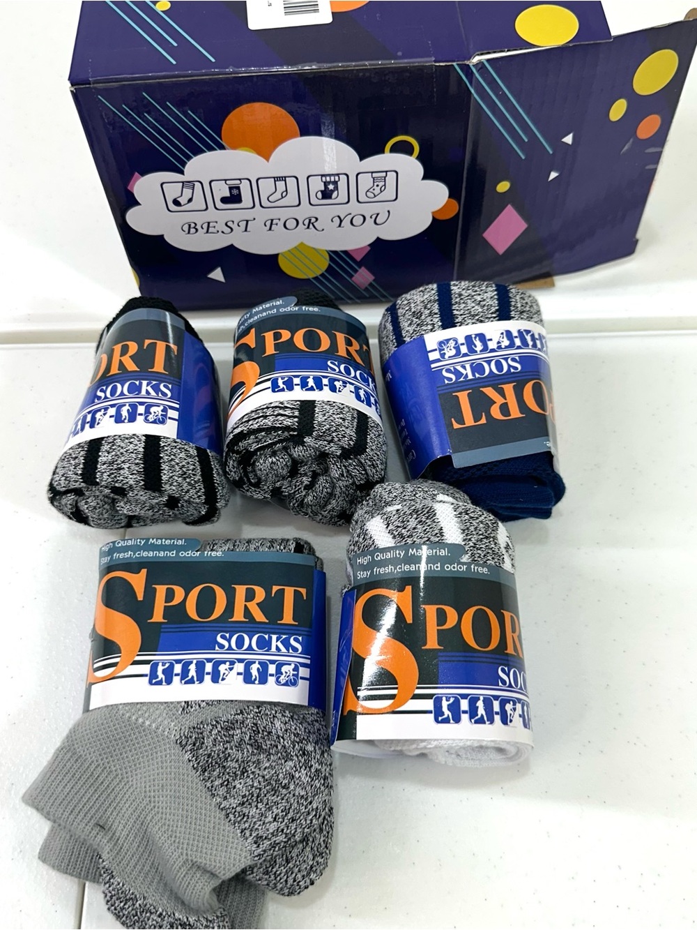 5 Pack Athletic Ankle Socks Size L 9-11